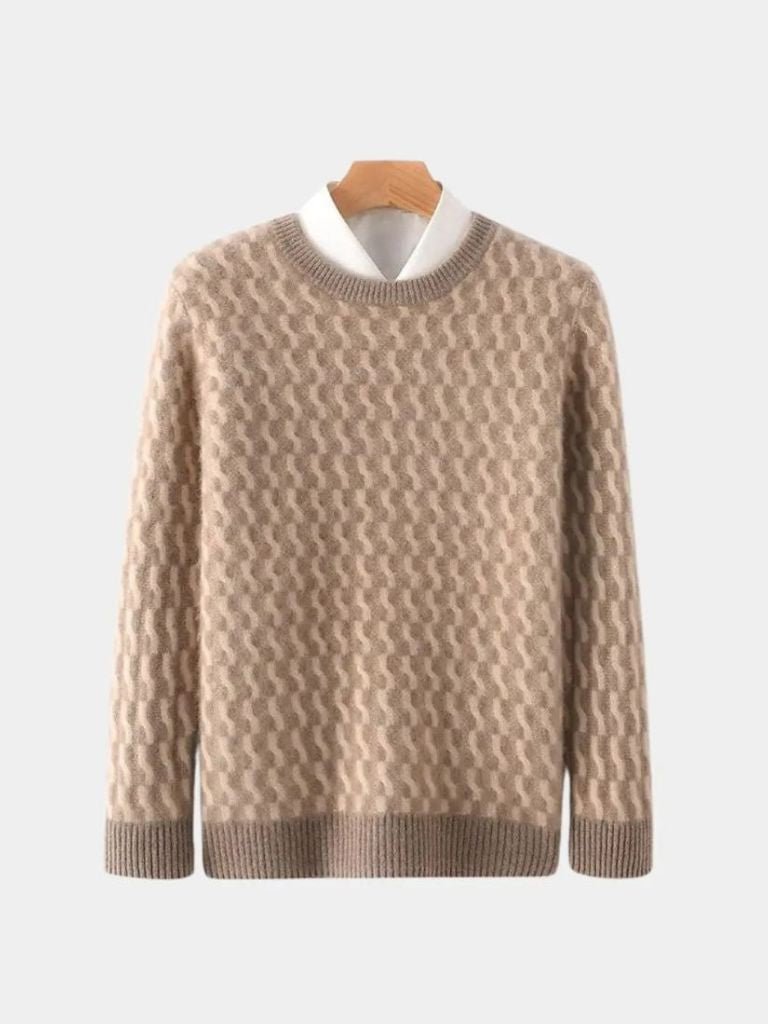 100% Wool Geometric Crew Neck Pullover Sweater - North Row