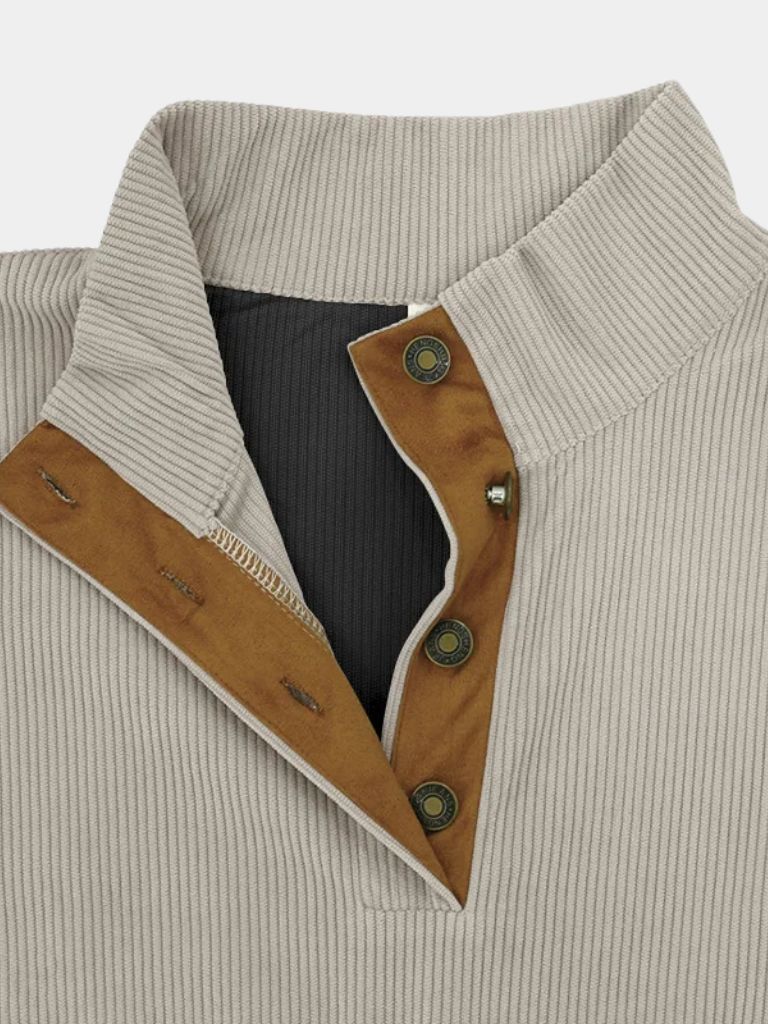High Collar Corduroy Retro Pullover - North Row