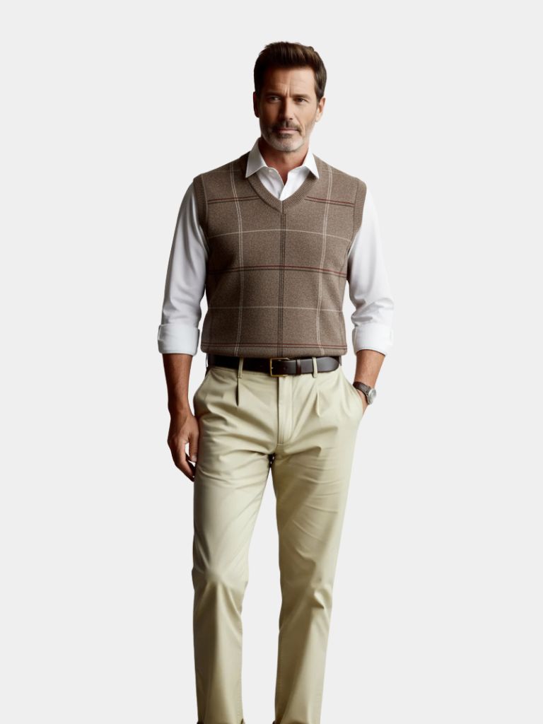 Academic Checkered Knit Vest - North Row