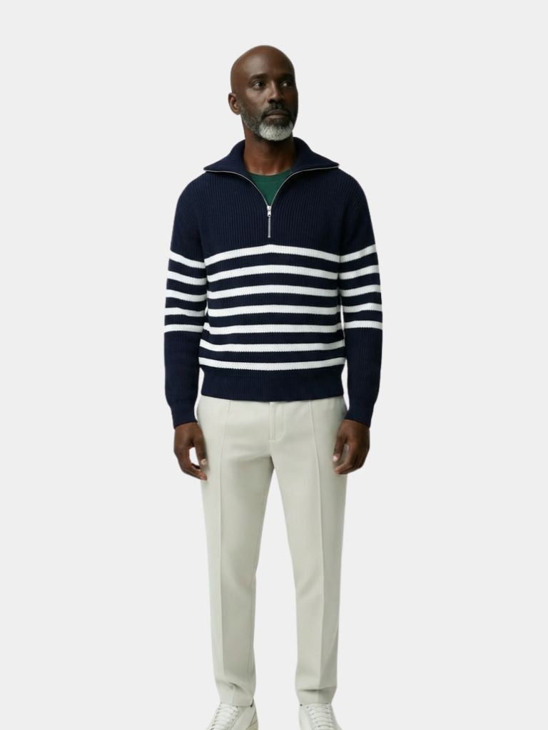Casual Striped Zip Up Sweater - North Row