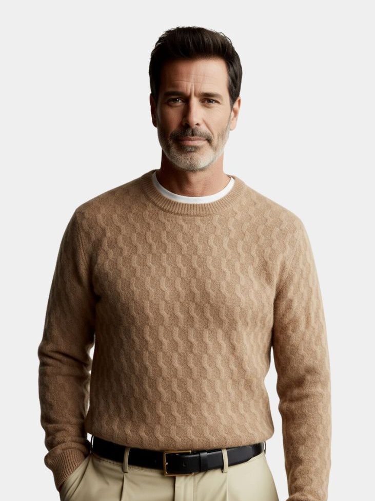 100% Wool Geometric Crew Neck Pullover Sweater - North Row