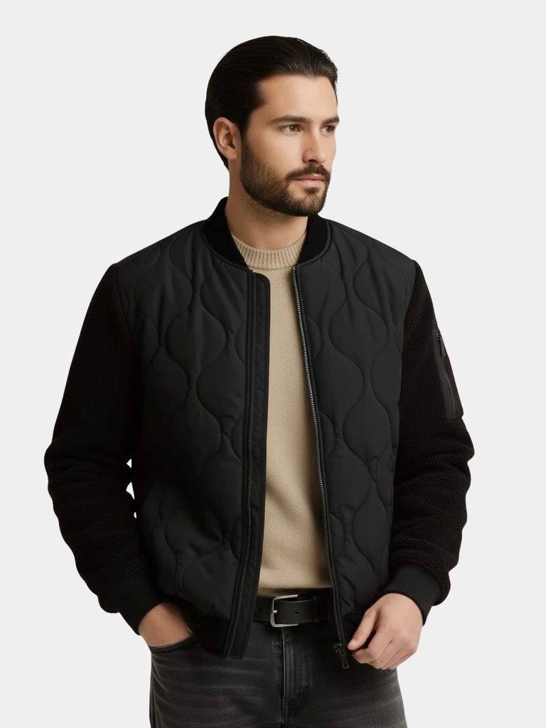 Sherpa Sleeves Padded Bomber Jacket - North Row