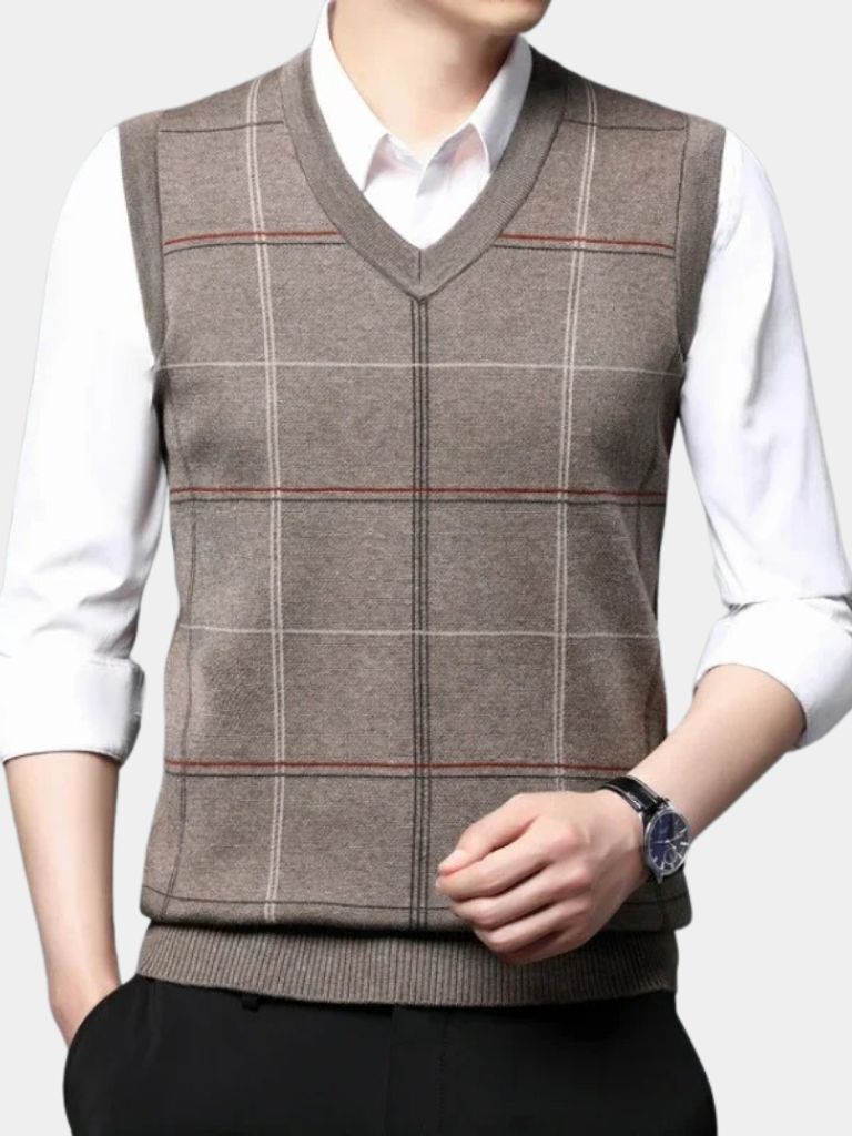 Academic Checkered Knit Vest - North Row
