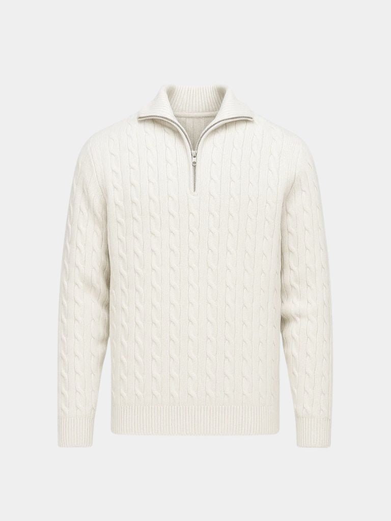 Premium Cable-Knit Zip Neck Sweater - North Row