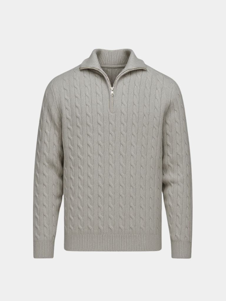 Premium Cable-Knit Zip Neck Sweater - North Row