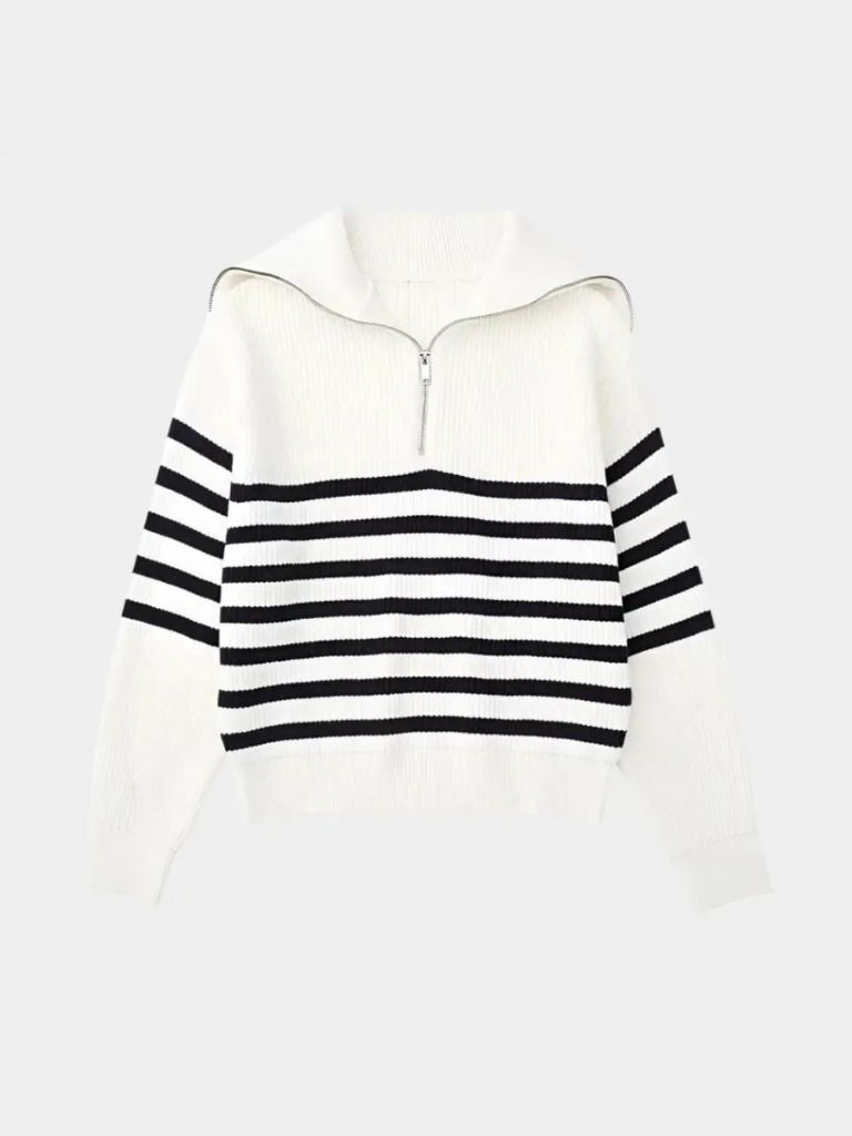 Casual Striped Zip Up Sweater - North Row