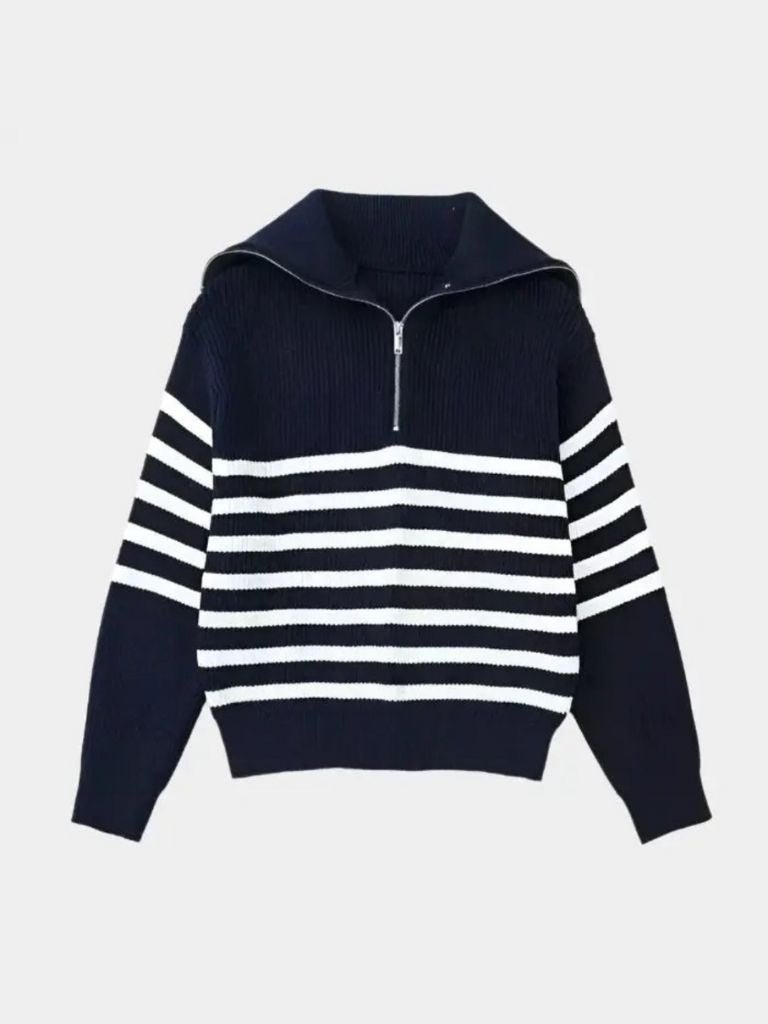 Casual Striped Zip Up Sweater - North Row