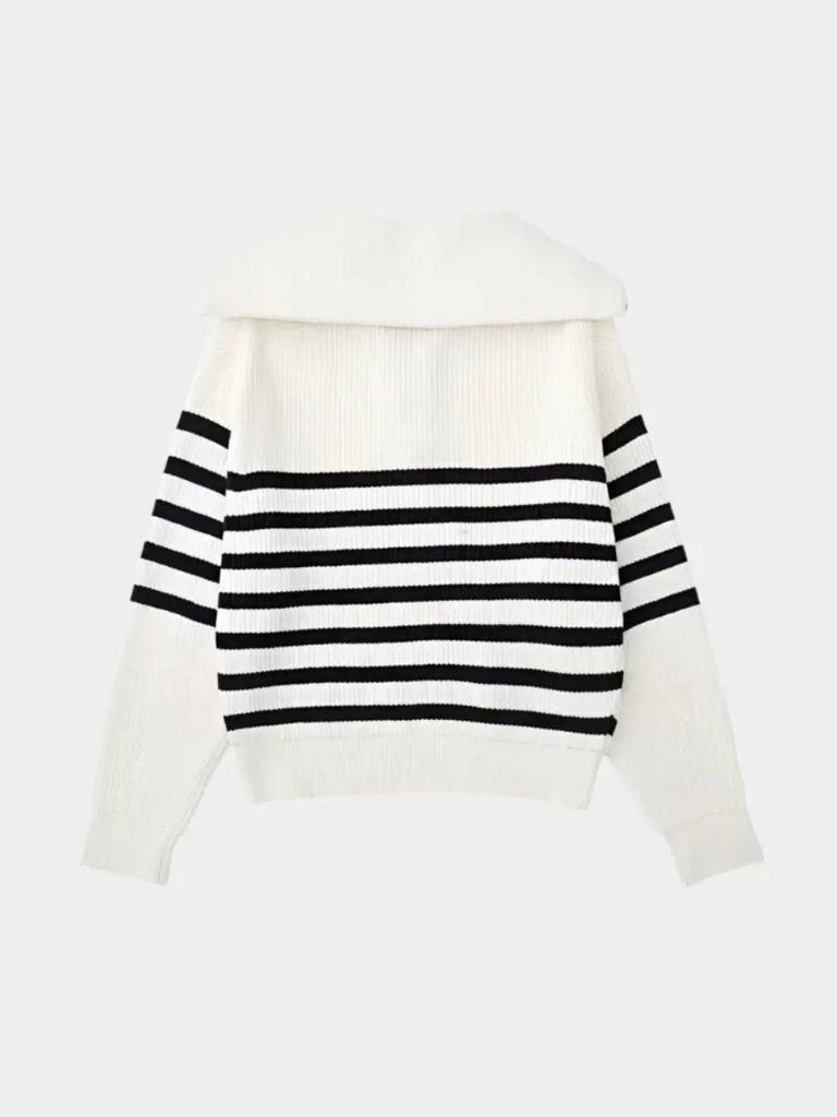 Casual Striped Zip Up Sweater - North Row
