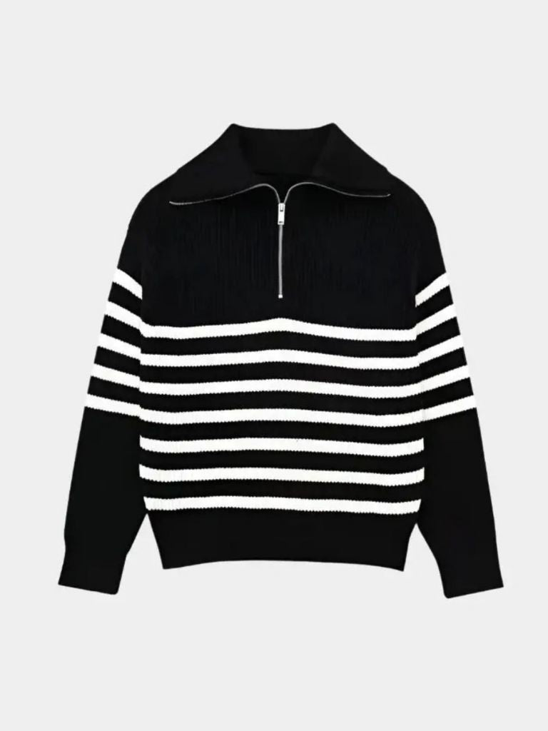 Casual Striped Zip Up Sweater - North Row