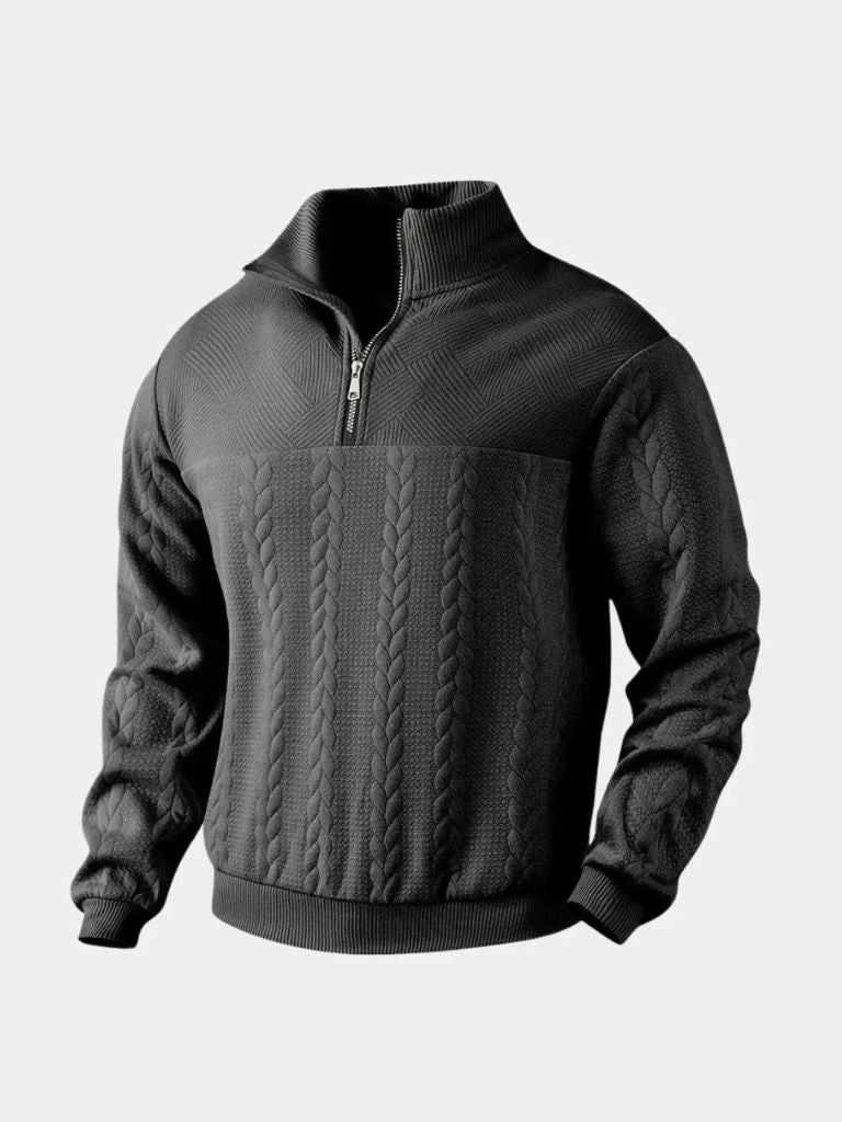 Essential Henley High Collar Quarter Zip Pullover -North Row