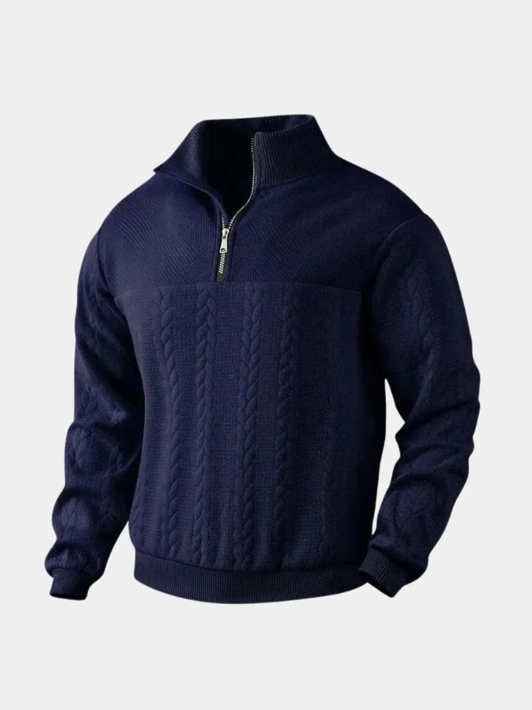 Essential Henley High Collar Quarter Zip Pullover -North Row
