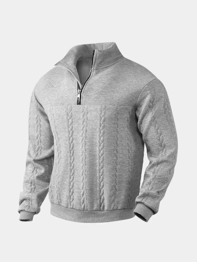 Essential Henley High Collar Quarter Zip Pullover -North Row